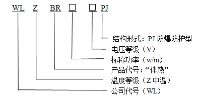 WLZBR-50-220-PJ阻燃防爆防護(hù)型自限溫電伴熱帶型號(hào)說明